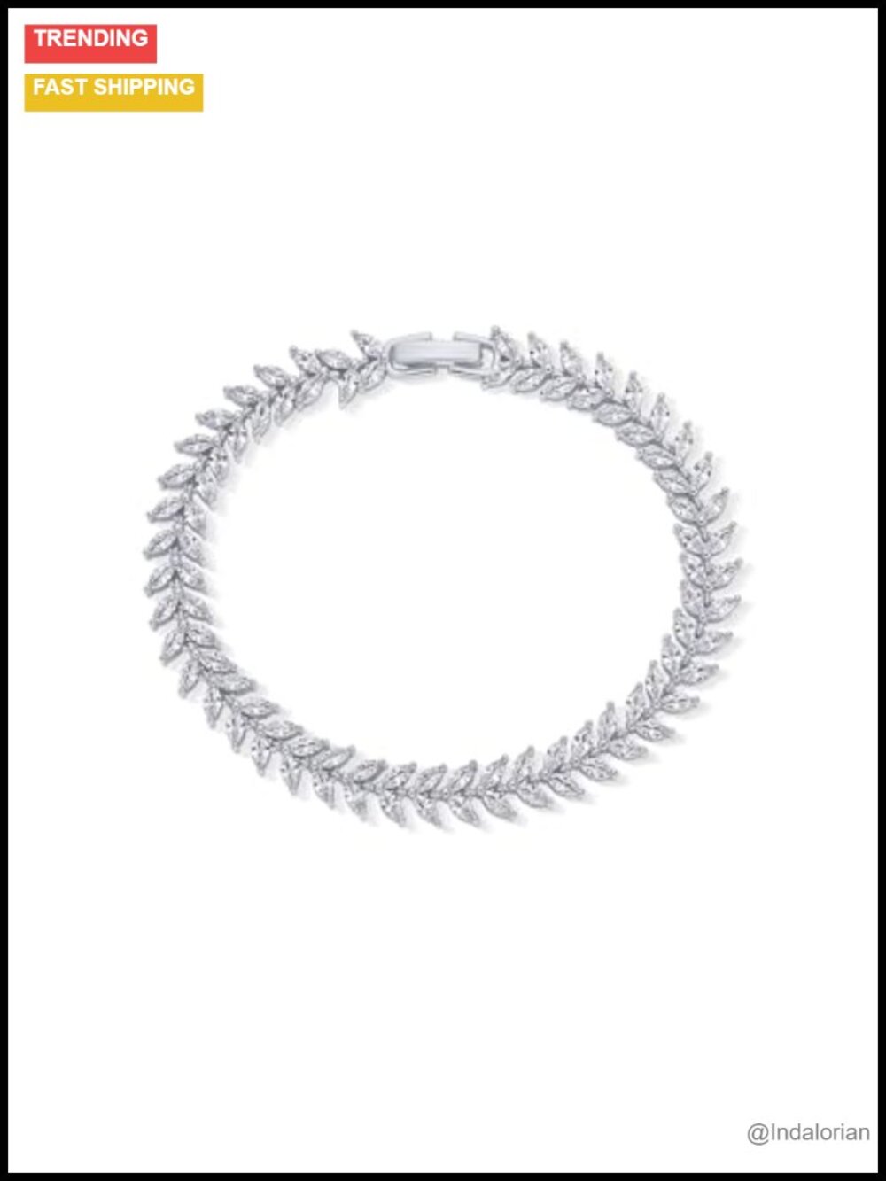 14K Gold Plated Marquise Cut Tennis Bracelet 6.5 in